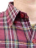 Men's Retro Burgundy Plaid Flannel Lumberjack Shirt | FuzzDandy