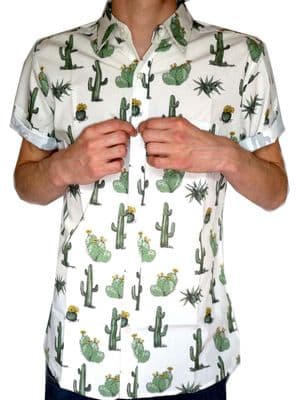 Cactus - Short Sleeve Retro Indie Shirt - White