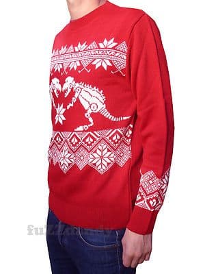 Christmas Dinosaur jumper Red - Main Image