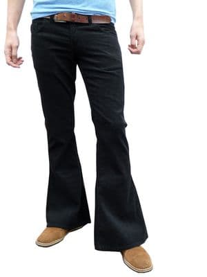 Classic Cords Flare - Corduroy Bell Bottom Flares Trousers - BLACK (MADE IN UK)