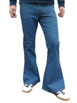 Classic Denim Flare - Denim Bell Bottom Jeans Flares (STONEWASH BLUE DENIM)