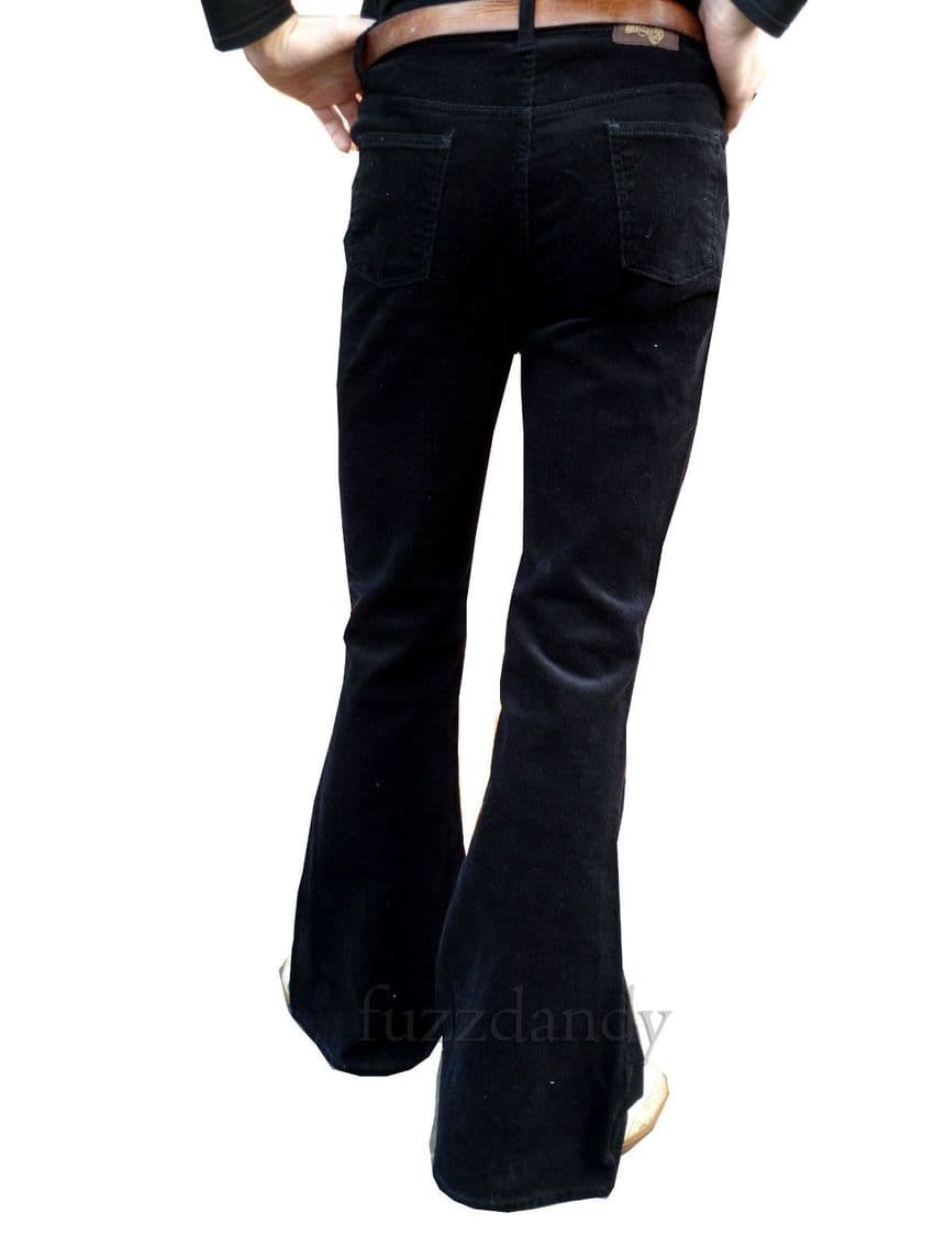 Classic High Rise Flares Corduroy Bell Bottoms Pants Black