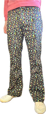 Classic Pattern Flares - Bell Bottom Trousers - Glam Rock Rainbow Leopard Print
