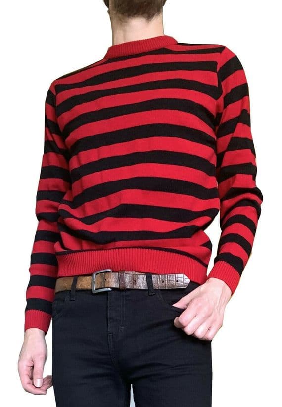 Dennis The Menace Jumper - Red & Black Stripes - 60s Mod Style