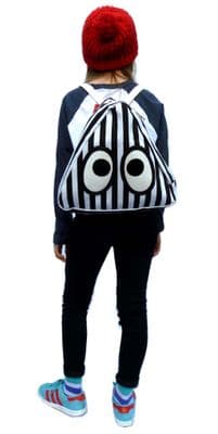 Fuzzdandy Eyes  Bag - Rucksack Knapasck - Black & White Stripes