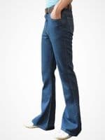 High Rise Stonewashed Denim Flares