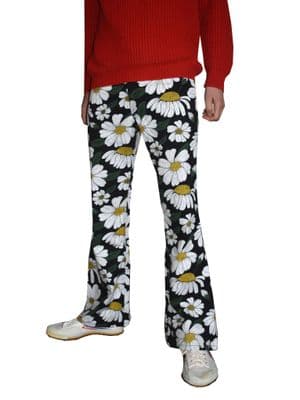 Hippie Daisy Flares - Bell Bottom Trousers - Floral Print