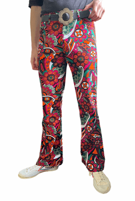 Hippie Psychedelic Flares - Bell Bottom Trousers - 60s Floral Print
