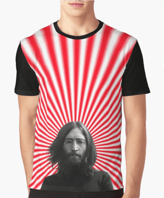 John Lennon Hippie Red Stripes Band Tee