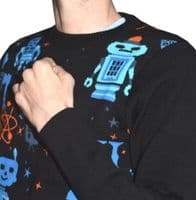 Men's Black Sci Fi Robot Jumper | FuzzDandy