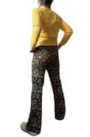 Men's Retro Black Paisley Flares & Flared Trousers - With Stretch | FuzzDandy