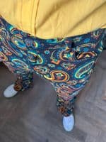 Men's Retro Black Paisley Flares & Flared Trousers - With Stretch | FuzzDandy