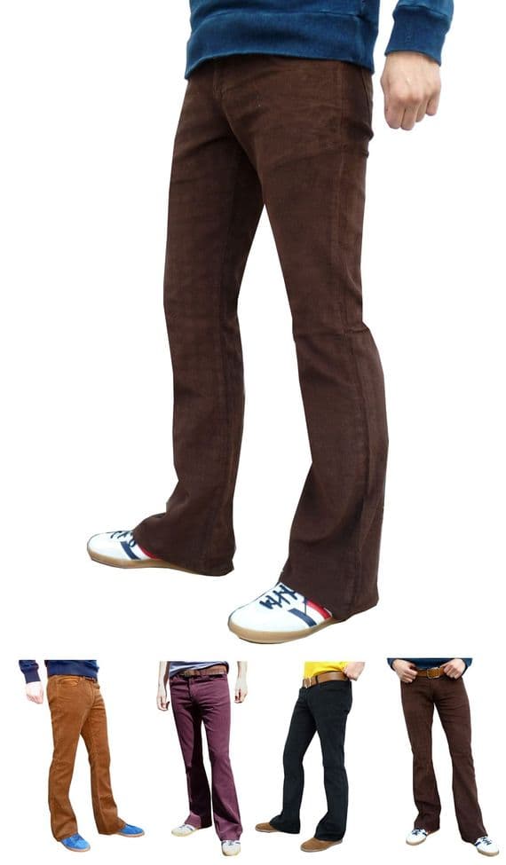 Men's Retro Bootcut Corduroy Trousers - Classic 100% Cotton Cut Cords | FuzzDandy
