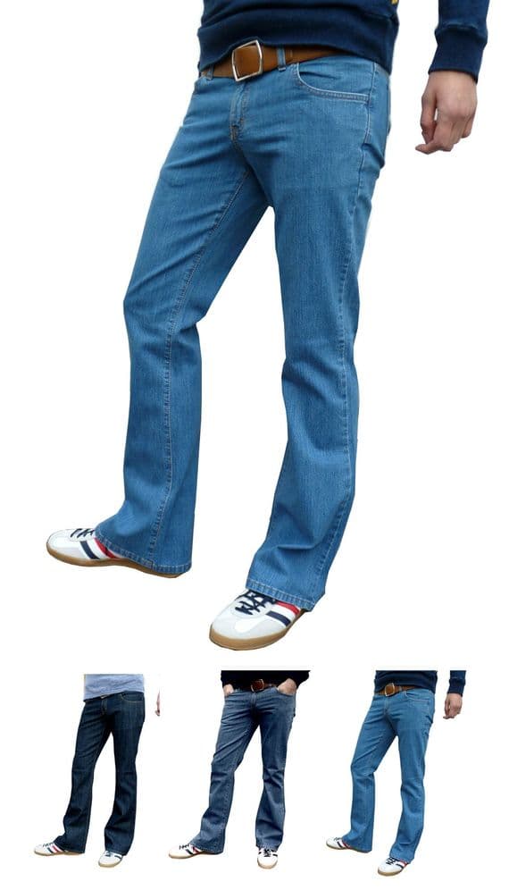 Men's Retro Bootcut Denim Jeans - Classic 100% Cotton | FuzzDandy