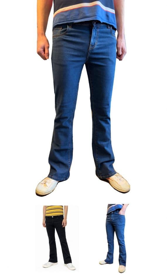 Men's Retro Stretch Bootcut Denim Jeans - Classic Cut | FuzzDandy