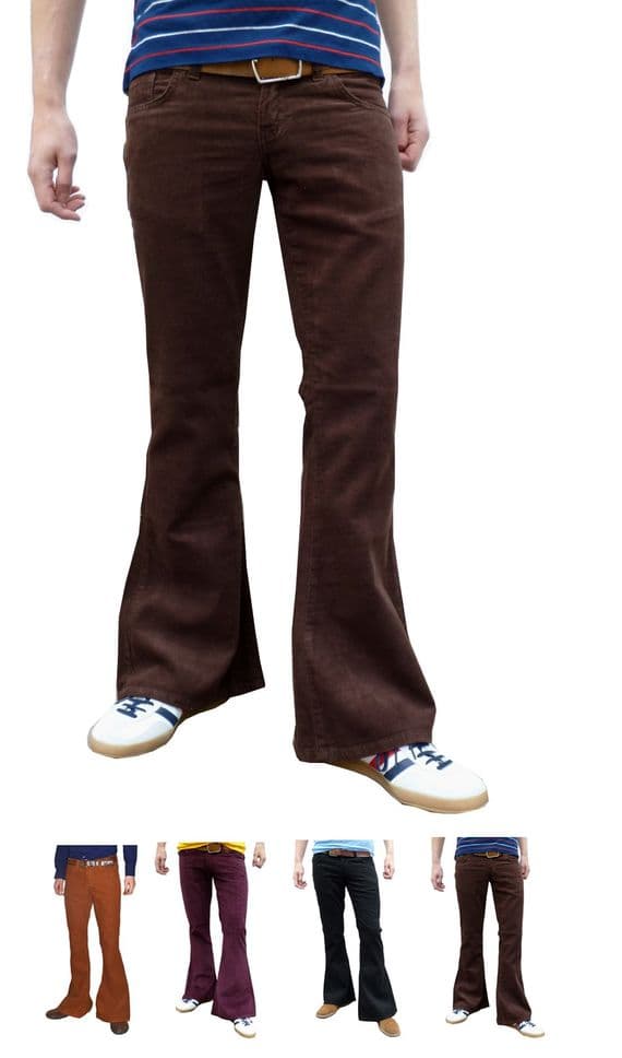 Men's Corduroy Retro Flared Trousers - Classic Cut Mod Cords | FuzzDandy