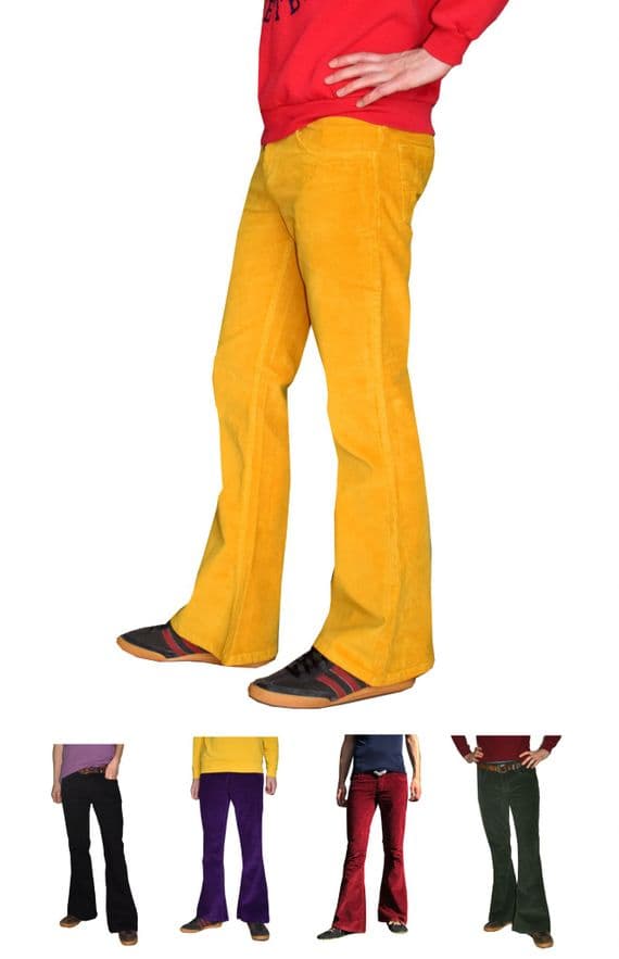Men's Retro Stretch Corduroy Flares & Flared Trousers | 60s Mod 70s Hippie Cut | FuzzDandy