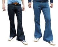 Men's Retro Denim Flares & Flared Jeans - 100% Cotton | 60s Mod & Hippy Cut | Fuzzdandy