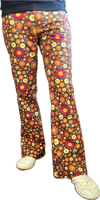 Men's Retro Ditsy Floral High Rise Flares & Flared Trousers | FuzzDandy