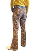 Men's Retro Garden Floral High Waist Flares & Flared Trousers | FuzzDandy