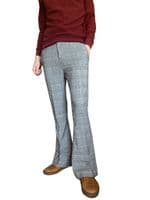 Men's Prince of Wales Check Sta Press Flares & Flared Trousers | FuzzDandy