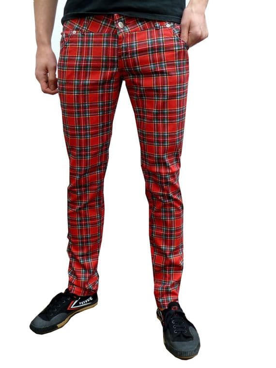 Men's Retro Tartan Drainpipe Trousers & Straight Leg Pants | FuzzDandy