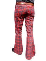 Men's Retro Red Tartan Flares & Flared Trousers - With Stretch | FuzzDandy