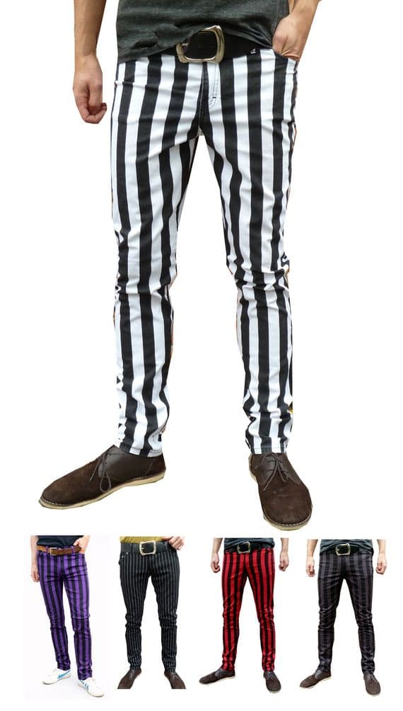 Men's Retro Striped Drainpipe Trousers & Straight Leg Pants | 60s Style Cut | FuzzDandy