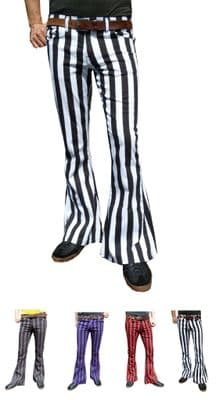 Men's Retro Striped Flares with Stretch - Classic Flared Trousers