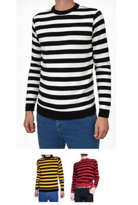 Men's Retro Striped Jumper - Classic Vintage Knit Sweater