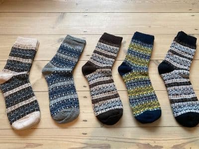 Mens cosy winter fair isle sock set (5 pairs)