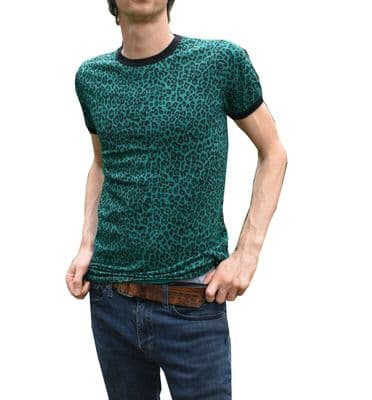 MENS Leopard Print Green indie mod punk NEW Tee T-Shirt Tshirt Retro Vintage 80s