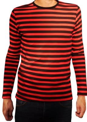 Mens Longsleeve Stripey Top (red & black)