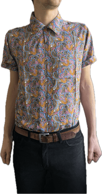 Mens Retro Paisley SHIRT -  Violet Paisley Rayon