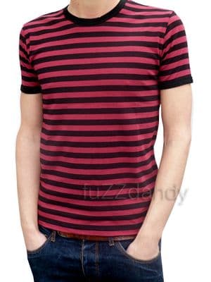 Mens Stripey Tee (burgundy & black t-shirt)