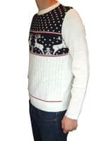 Men's Navy Reindeer Christmas Fair-isle Jumper | FuzzDandy