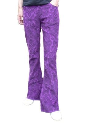 Paisley Cords Flares - Bell Bottoms Trousers Pants Corduroy - Psychedelic Prince Purple Paisley
