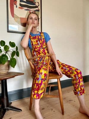 Psychedelic Drama Llama Print Stretch Twill Cotton Run & Fly Dungarees