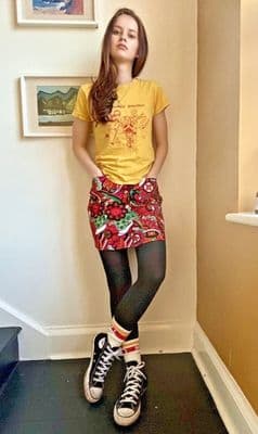 Psychedelic Retro Floral A Line Run & Fly Skirt