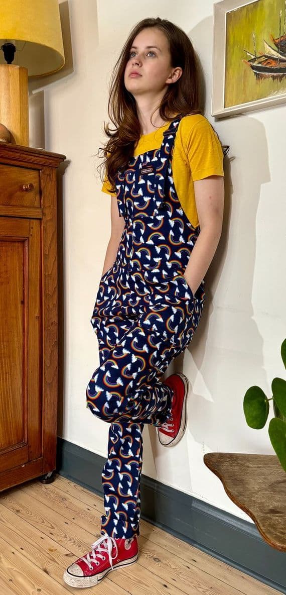 ボトムス MABLI / TIRION DUNGAREES RainbowStripesStretchTwillDung