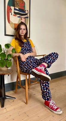 Rainbow & Clouds Print Stretch Twill Cotton Run & Fly Dungarees Overalls Unisex