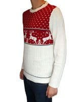 Men's Red Reindeer Christmas Fair-isle Jumper | FuzzDandy