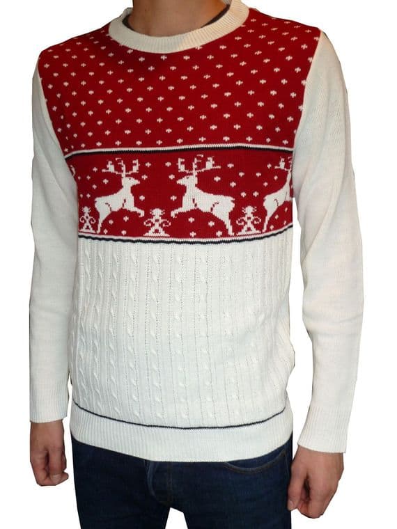 Men's Red Reindeer Christmas Fair-isle Jumper | FuzzDandy