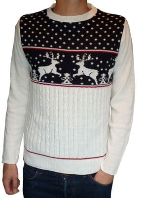 Reindeer - Christmas Fair-isle Jumper - Navy Blue
