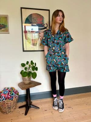 Run & Fly Cute Hedgehog Print Kawaii Short Jumpsuit