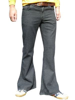 Stretch Flares - Black Stonewashed Bell Bottoms Denim - Black Stonewash