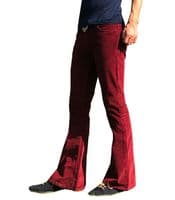 Stretch Flares - Corduroy Bell Bottoms - Burgundy Port Red