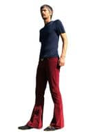 Stretch Flares - Corduroy Bell Bottoms - Burgundy Port Red