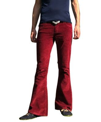 Stretch Flares - Corduroy Bell Bottoms - Burgundy Port Red
