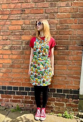 Tarot Dinosaur Stretch Twill  Pinafore dress - design by @wafflemamadesign